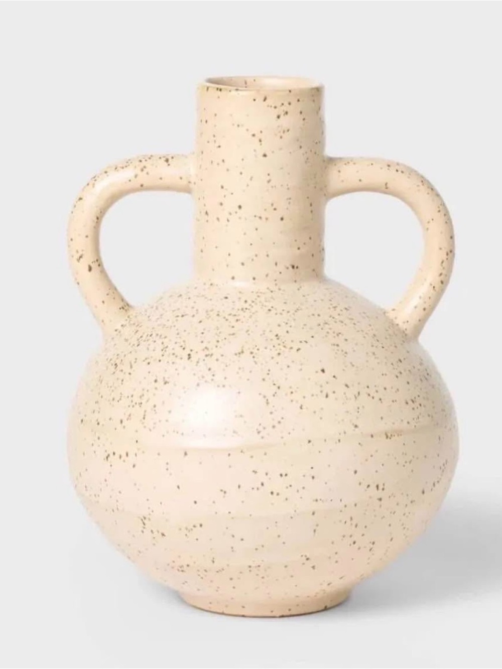 Threshold Speckled Cream Double-Handled Ceramic Vase